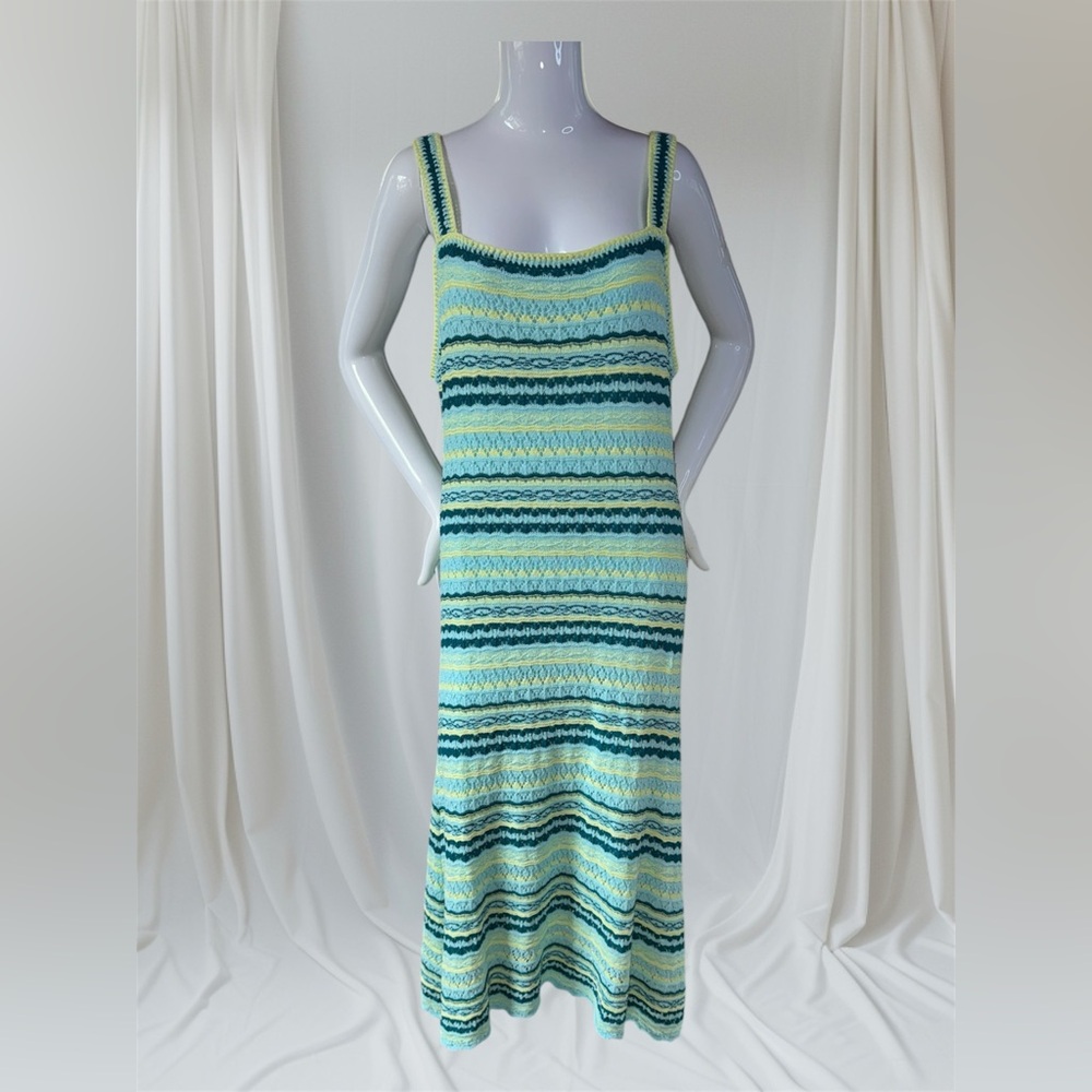 Jessica Simpson Blue and Green Spaghetti Strap Maxi Sundress
